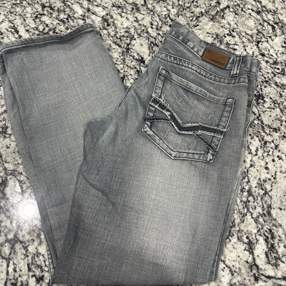 FlyPaper Mens Straight Jeans 32X34 Blue Distressed 5 Pocket‎ Casual Denim Pants